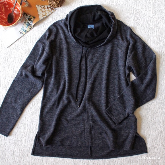 Simply Vera Vera Wang Tops - Heathered Navy Drawstring Cowl Neck Tunic Pullover